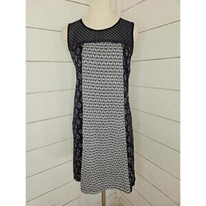 Xhilaration large navy blue & white mini shift dress